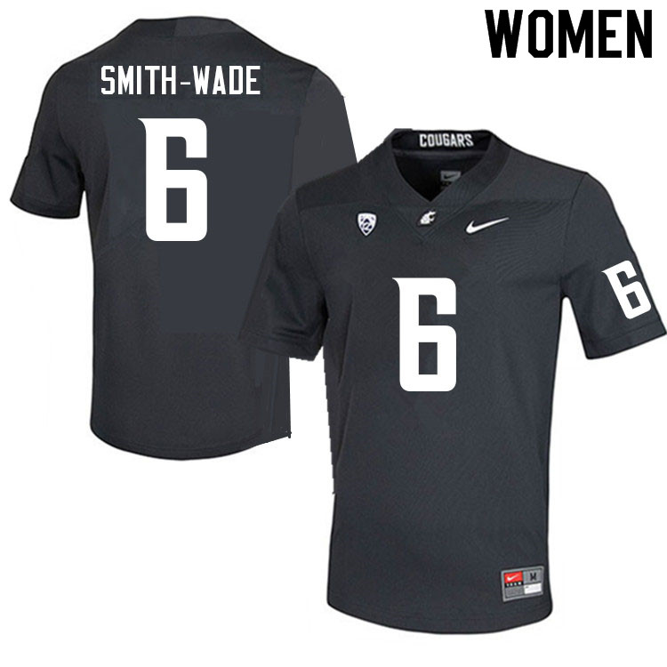 Women #6 Chau Smith-Wade Washington State Cougars College Football Jerseys Sale-Charcoal